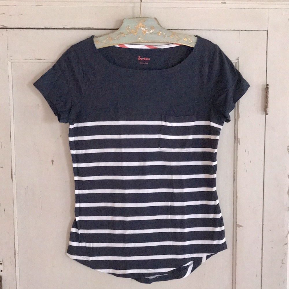 Boden Blue and White Striped Tee